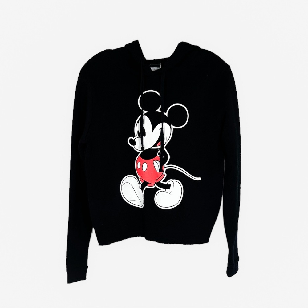 Disney Women's Black Disney Mickey Mouse Cropped Hoodie Size Small Vacation